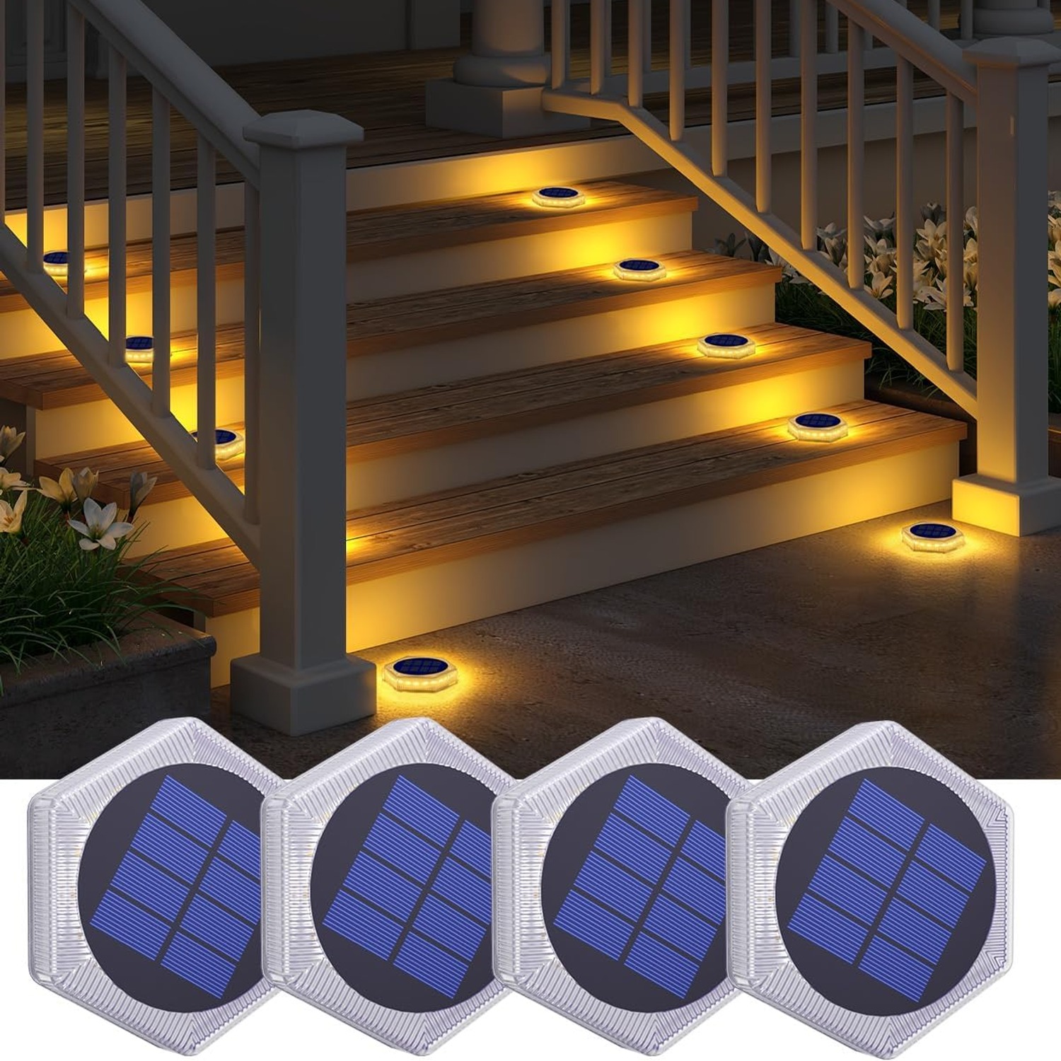 DetarZinLED Round Solar Deck Lights 4 Pack: image 8