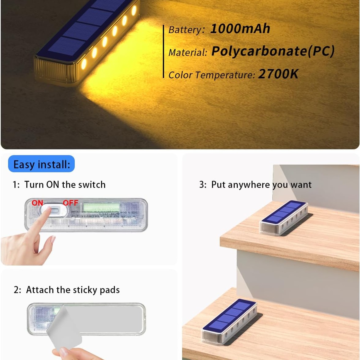 DetarZinLED Warm White Solar Step Lights 4 Pack: image 6