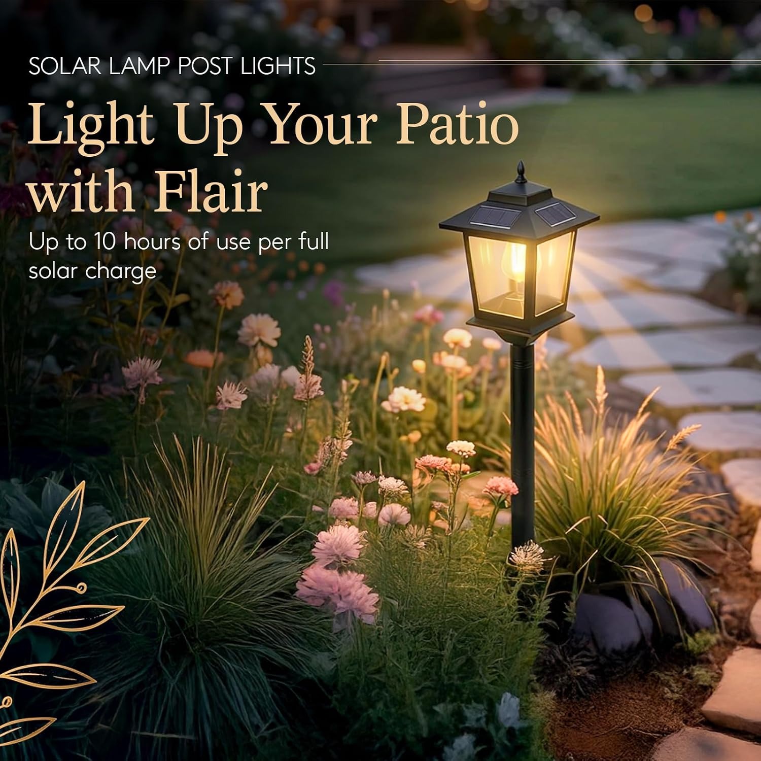 PASAMIC Solar Lamp Post Lights 2 Pack