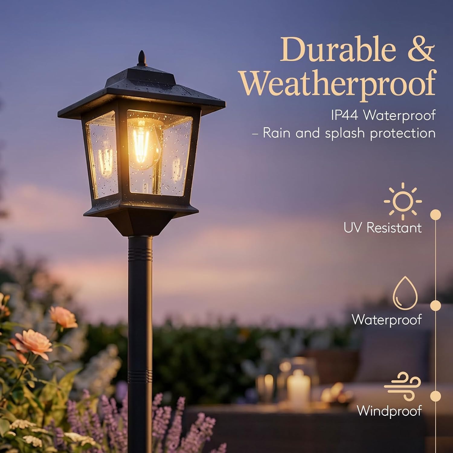PASAMIC Solar Lamp Post Lights 2 Pack