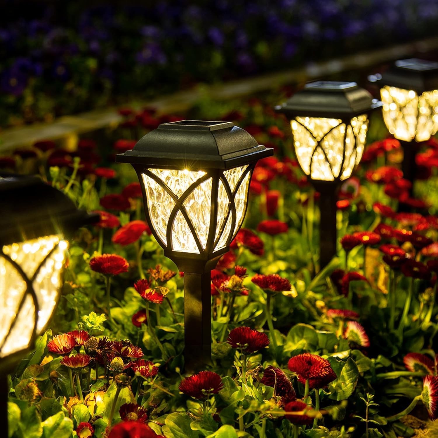 Solar Pathway Lights 6 Pack, Warm White LED Garden Path Lights
