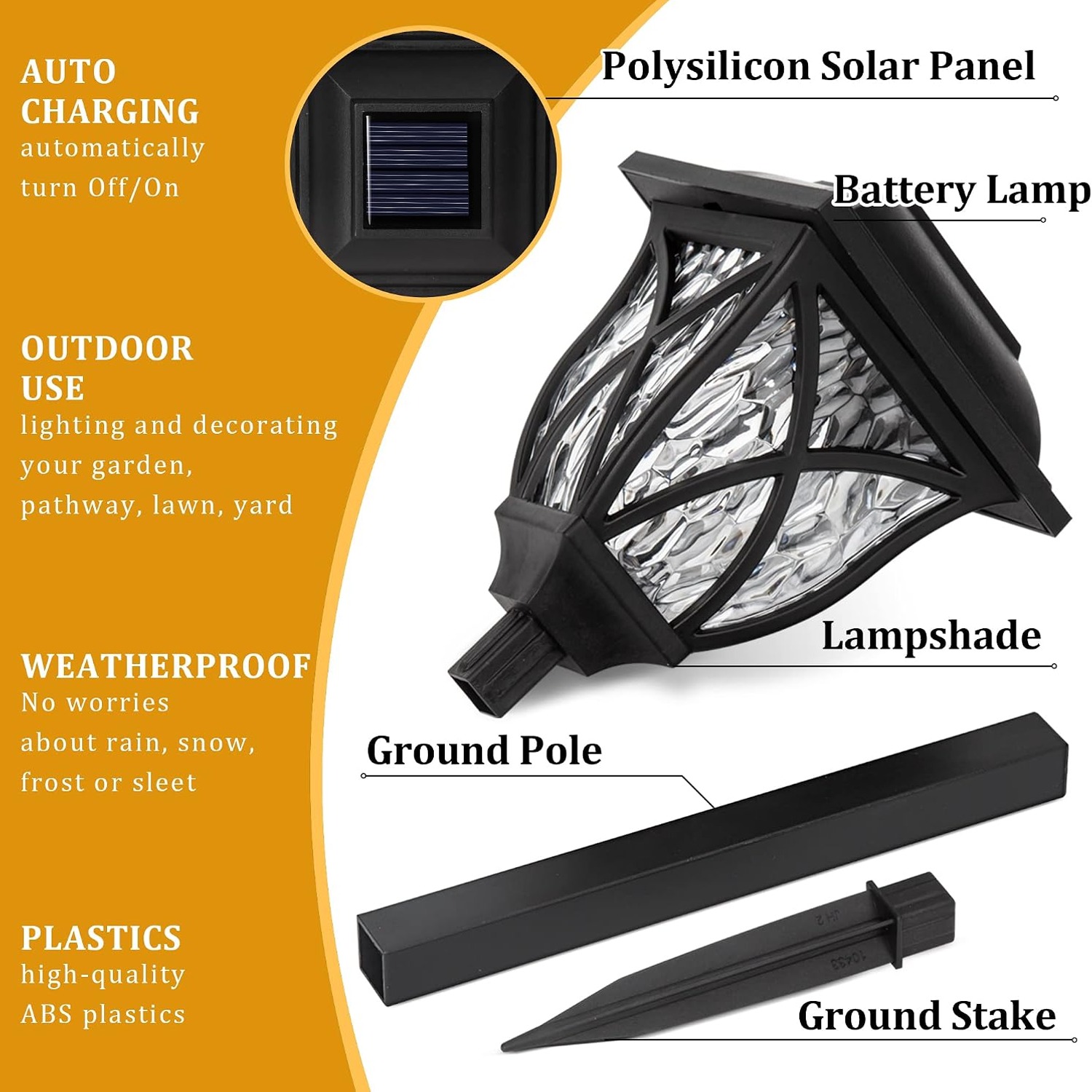Solar Pathway Lights 6 Pack, Warm White LED Garden Path Lights: image 3