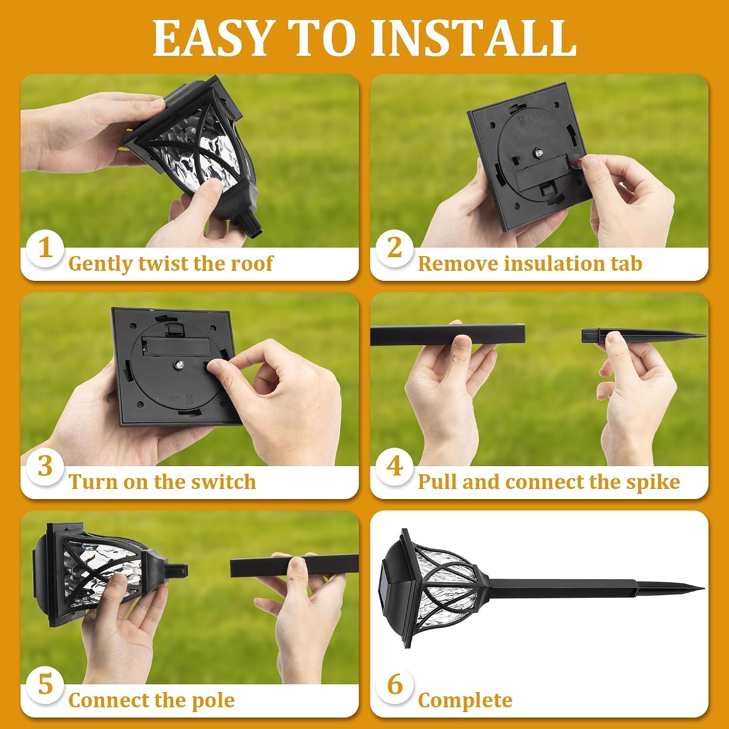Solar Pathway Lights 6 Pack, Warm White LED Garden Path Lights: image 4