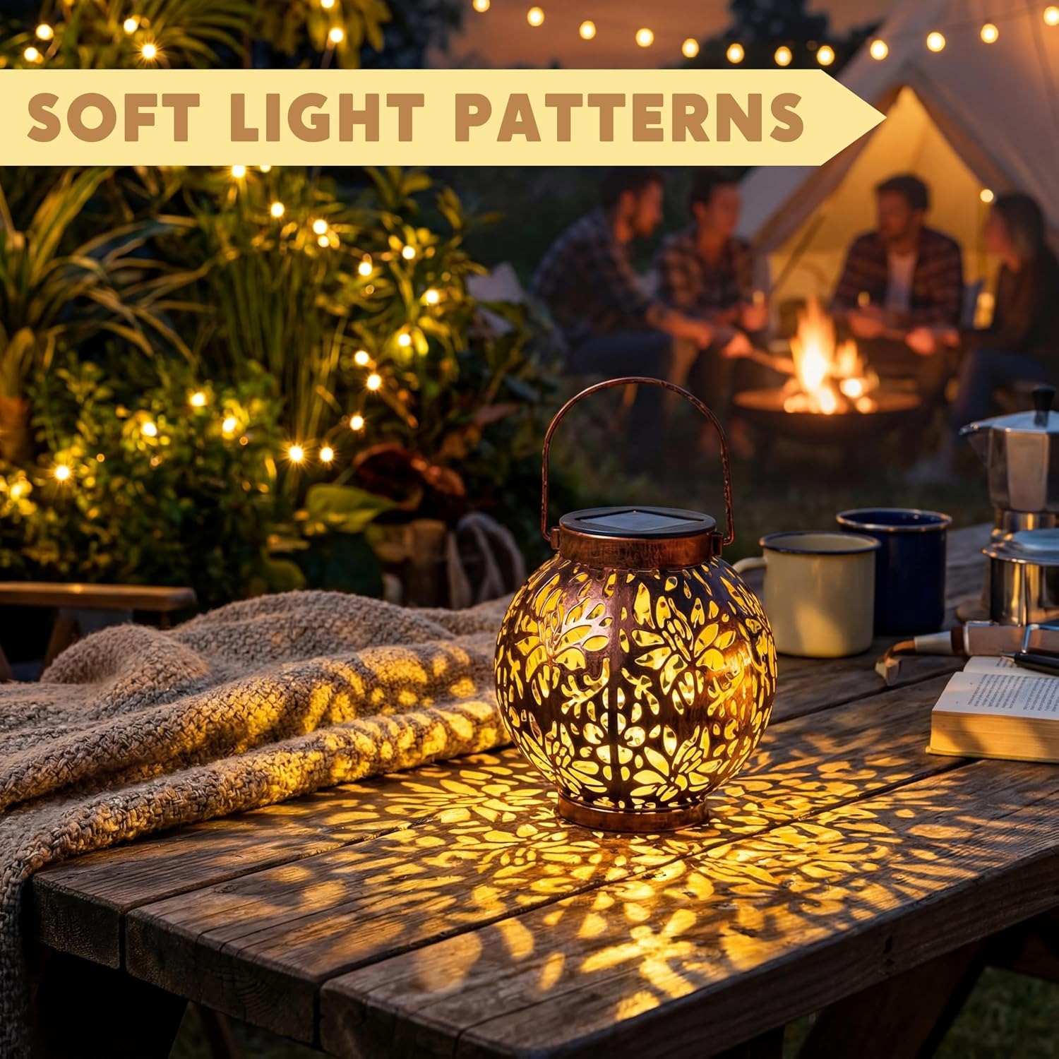 Joiedomi Flower Pattern Solar Lanterns 2 Pack