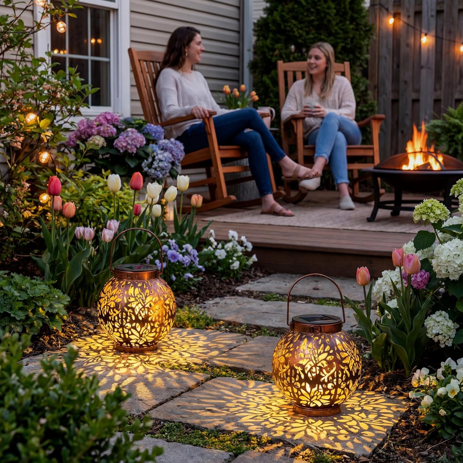 Joiedomi Flower Pattern Solar Lanterns 2 Pack: image 9