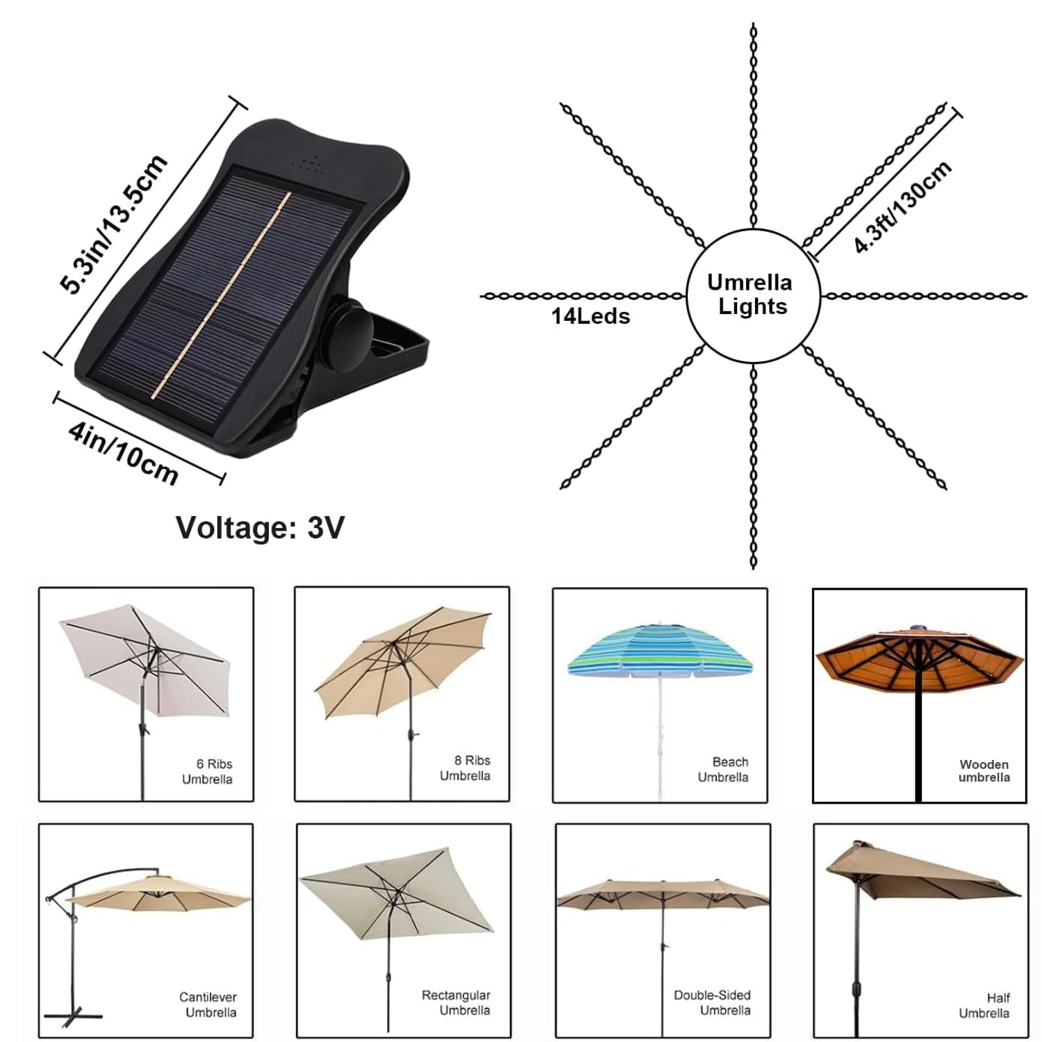 VOOKRY Warm White Solar Umbrella Lights: image 3