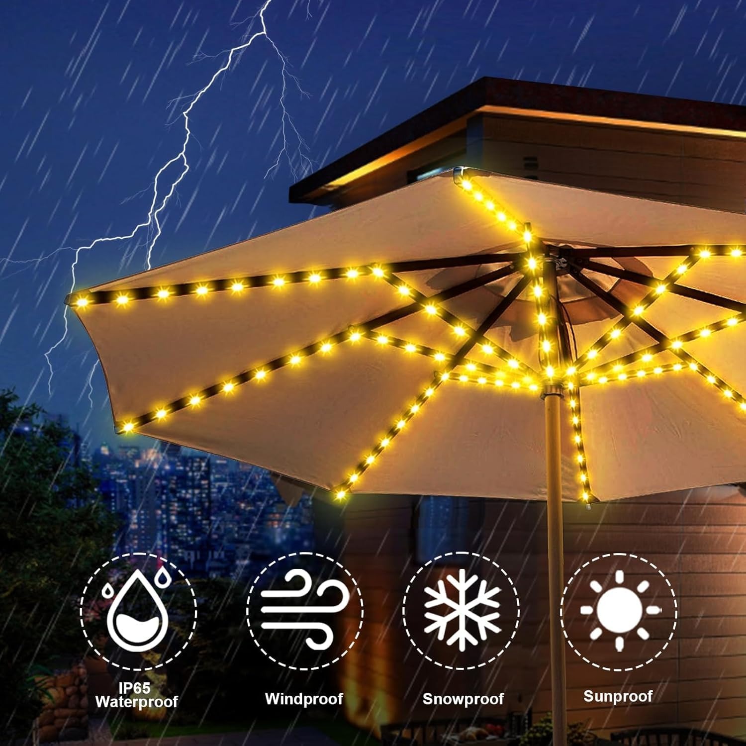 VOOKRY Warm White Solar Umbrella Lights: image 4