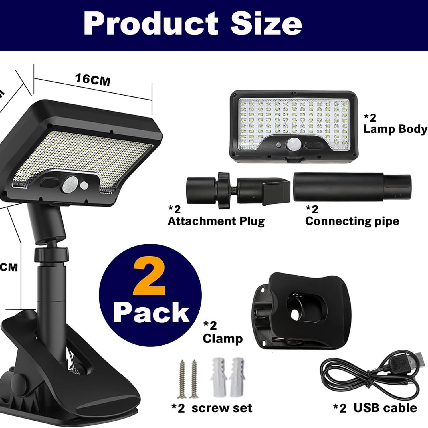 Liotoor Clip-On Solar Motion Light Set, 2 Pack