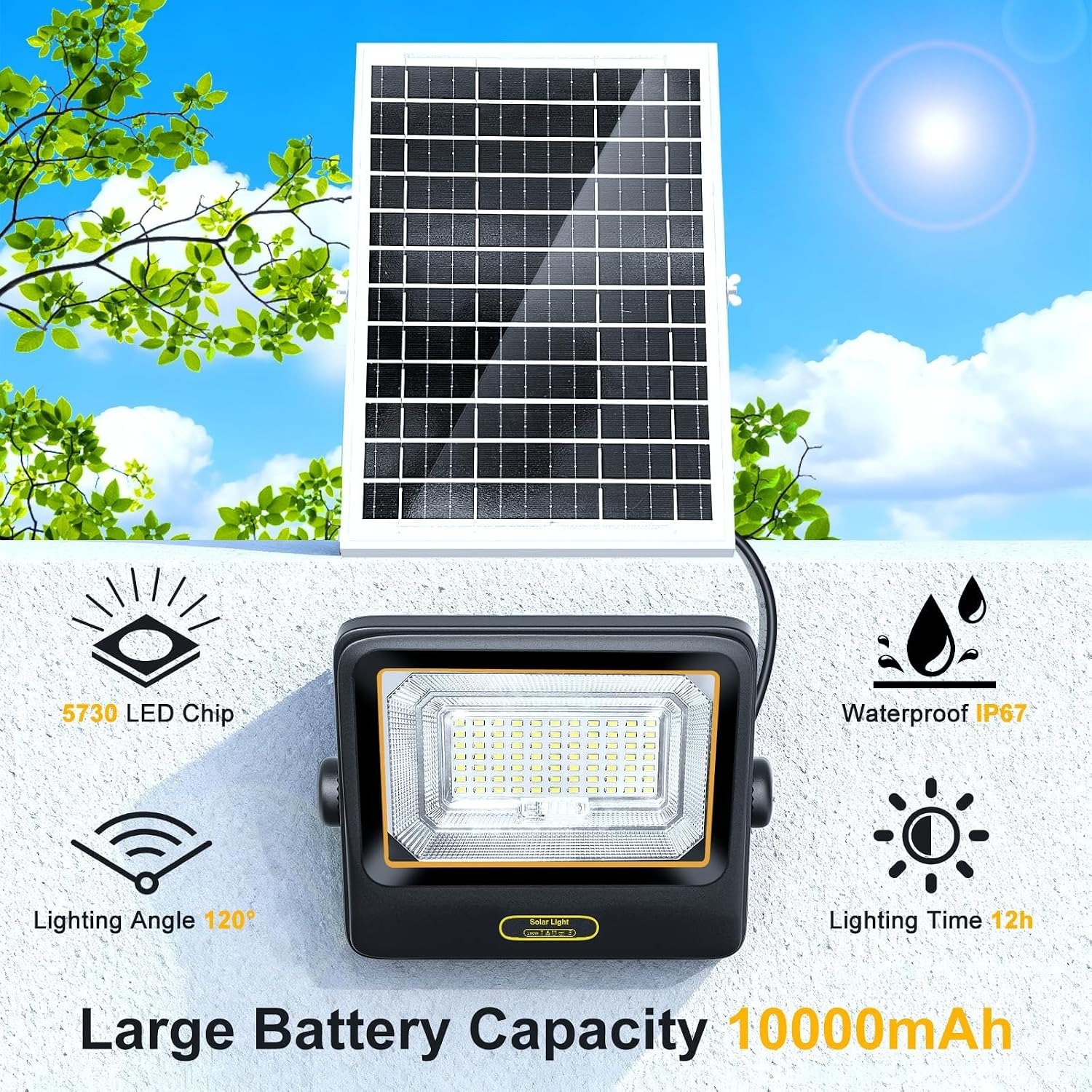 BOSITE Solar Flood Light with Remote
